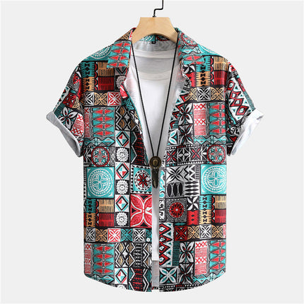 Men's 3D Printed Short Sleeve Lapel Shirt S9536190 Shirts