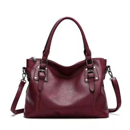 Shiena | Elegant Leather Shoulder Bag Wine Shoulder Bags