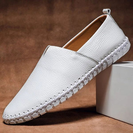 MASSIMO LEATHER LOAFERS White