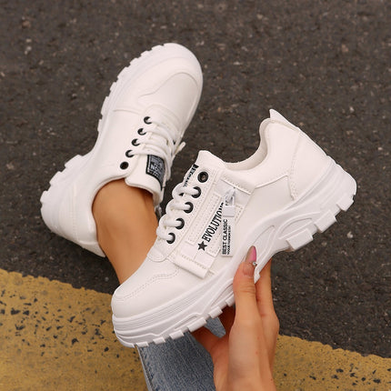 Thick-Soled Casual Sneakers for Women White Sneakers
