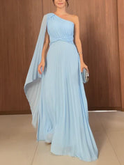 Elegant Off Shoulder Pleated Maxi Dress Dresses
