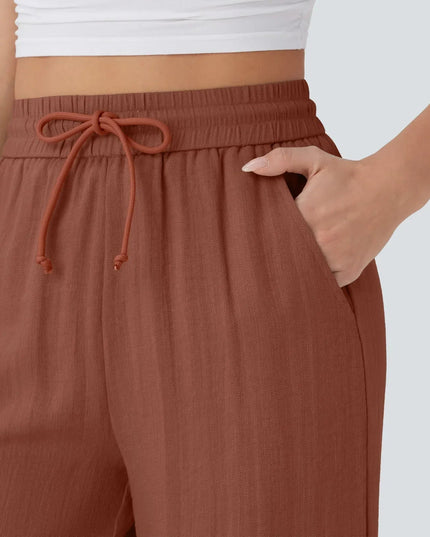 Elegant Linen Wide‑Leg Pants Women Pants