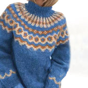 Olivia | The chunky knit polo shirt Blue Isländsk tröjsamling - damer