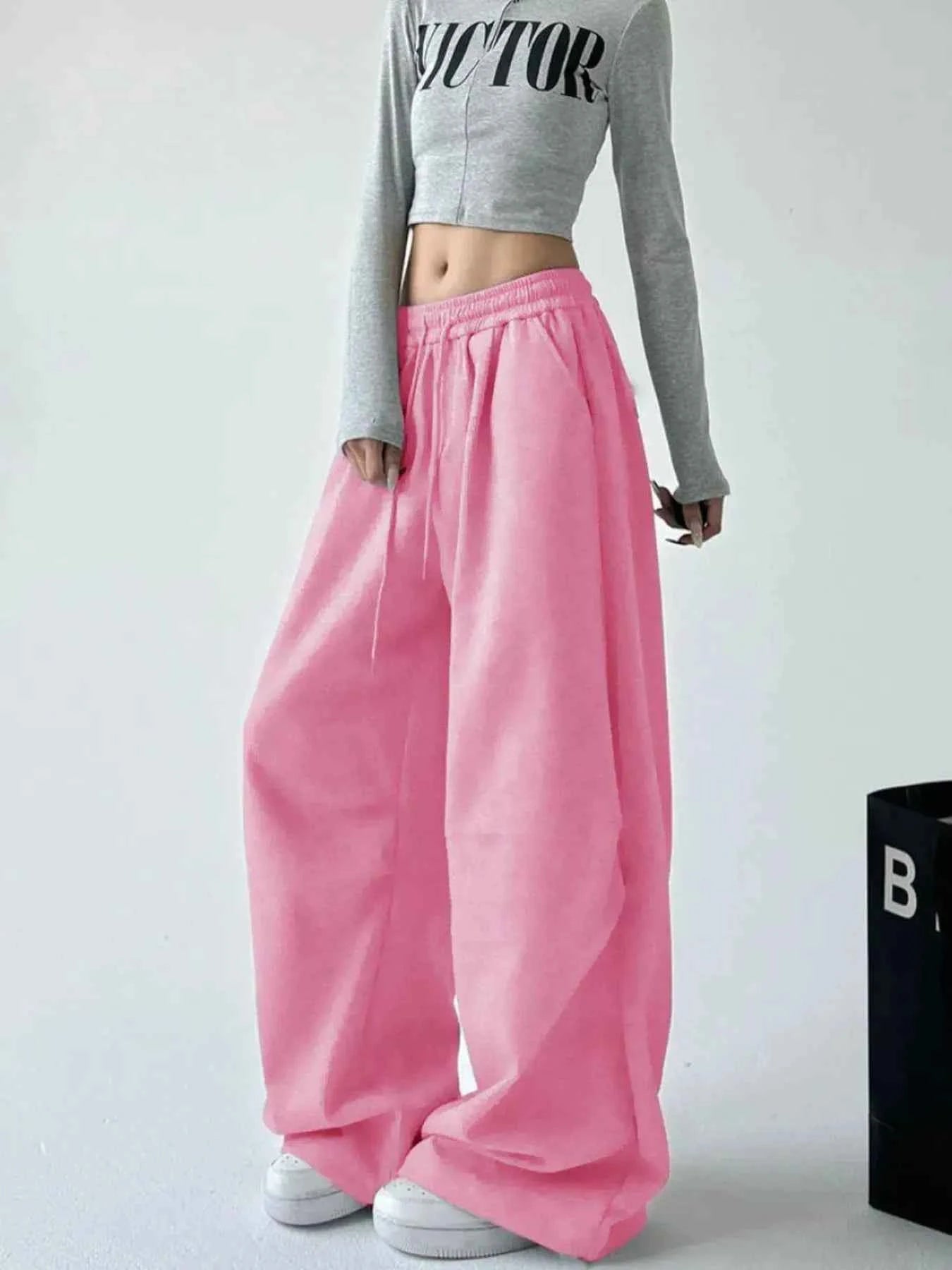 Oversized Wide Leg Drawstring Pants