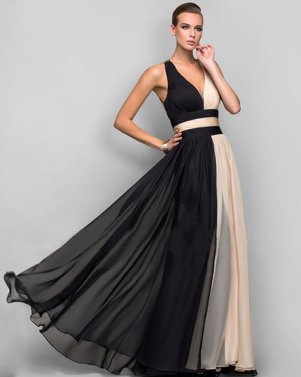 Elegant Satin V-Neck Backless Maxi Dress Dresses