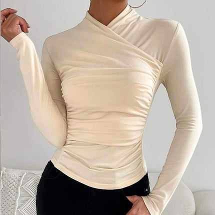 Talea | Cross Neck Top Beige TOP
