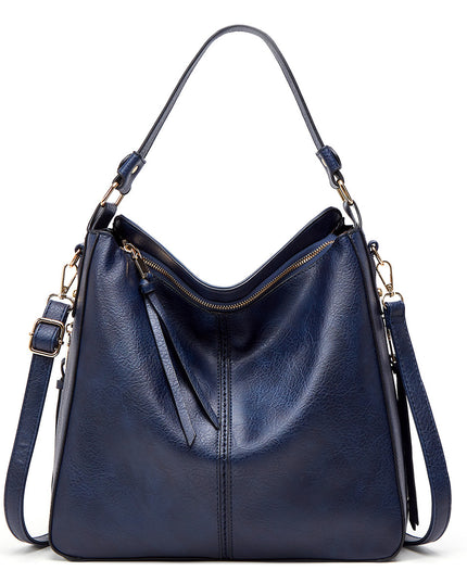 Zipper Bucket Messenger Bag Dark Blue One Size (34 cm (W) × 30 cm (H) × 13 cm (D) Bag