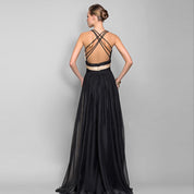 Elegant Satin V-Neck Backless Maxi Dress Dresses