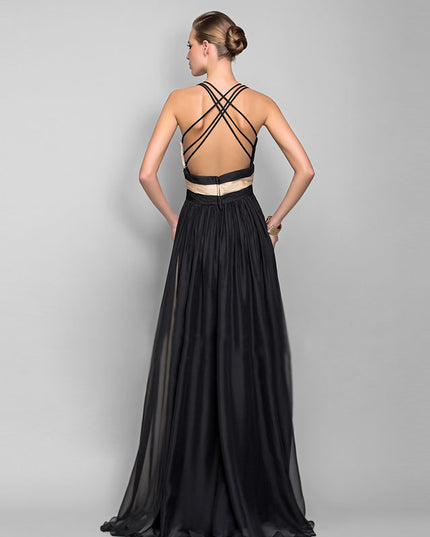 Elegant Satin V-Neck Backless Maxi Dress Dresses