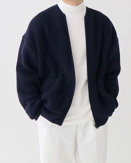 Thomas | Knitted Zip-Up Sweater Dark Blue