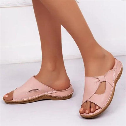 Stylish Orthopedic Leather Sandals With Soft Soles Pink Sandals