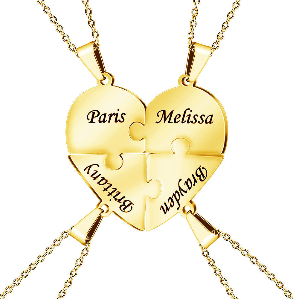 Family Heart Puzzle Necklace Gold 4 Necklace