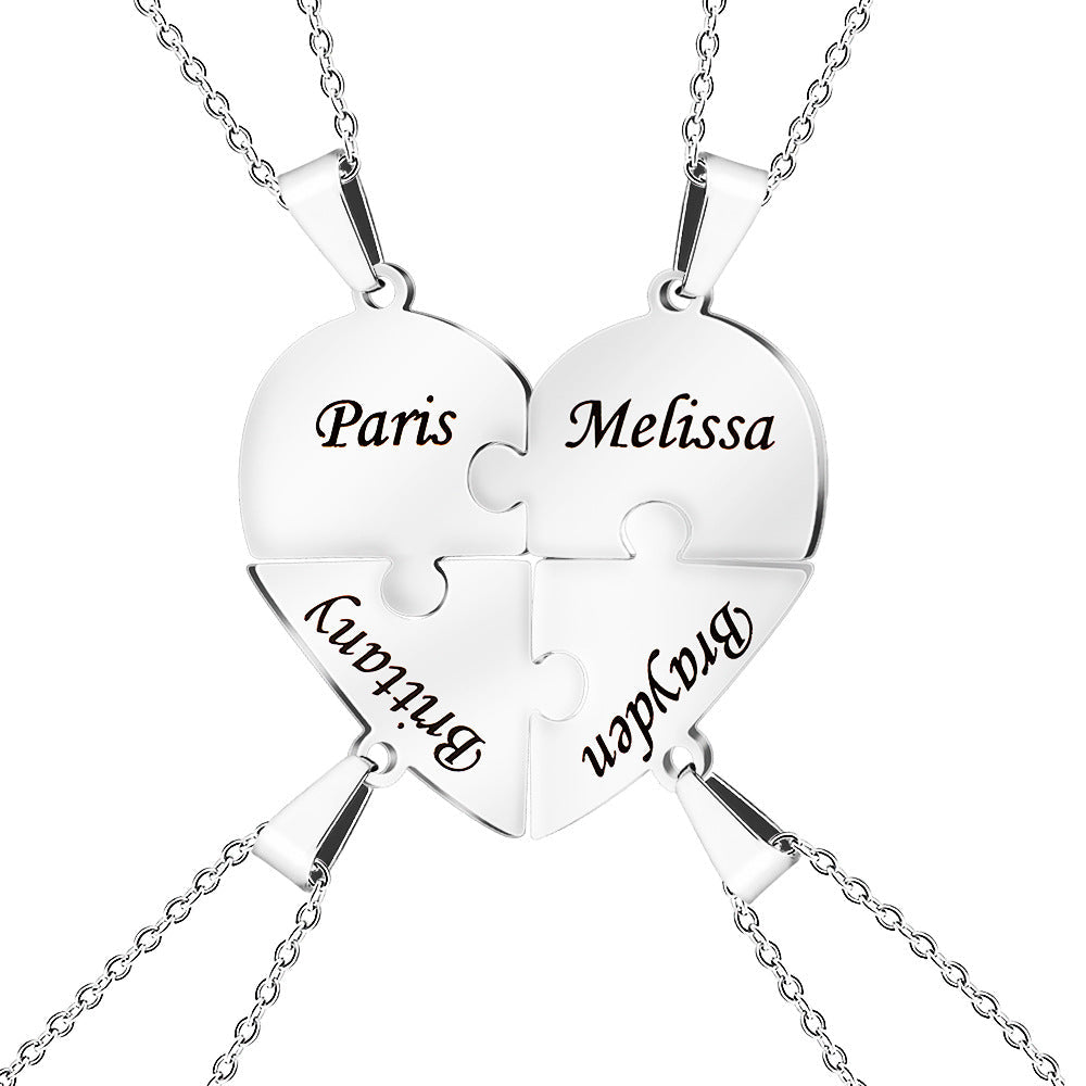 Family Heart Puzzle Necklace Silver 4 Necklace