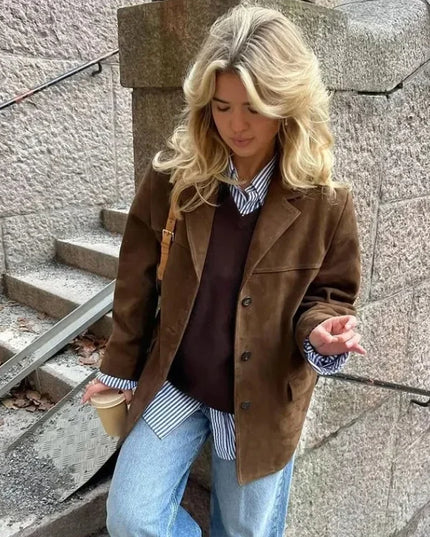 Women Vintage Suede Jackets Jacket