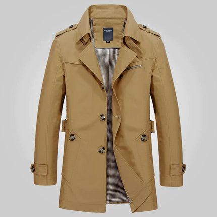 Men's Wool-Blend Trench Coat Brown Coat