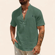 Luxury Linen Summer Shirt Green Men Shirts