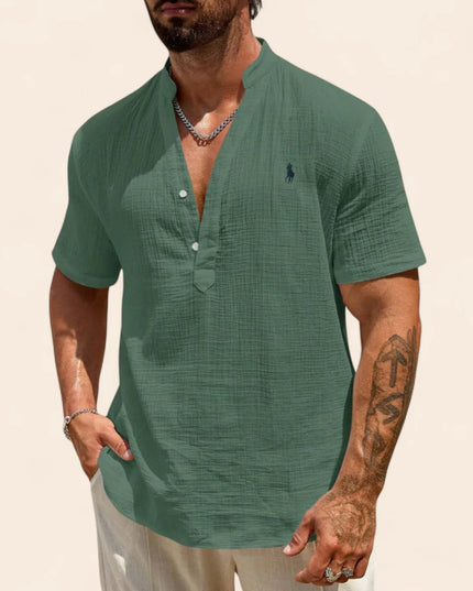 Luxury Linen Summer Shirt Green Men Shirts