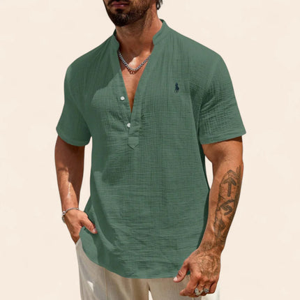 Luxury Linen Summer Shirt Green Men Shirts