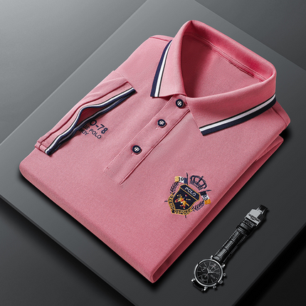 Men's Signature Stitched Luxury Polo Shirt Pink Polo Shirts
