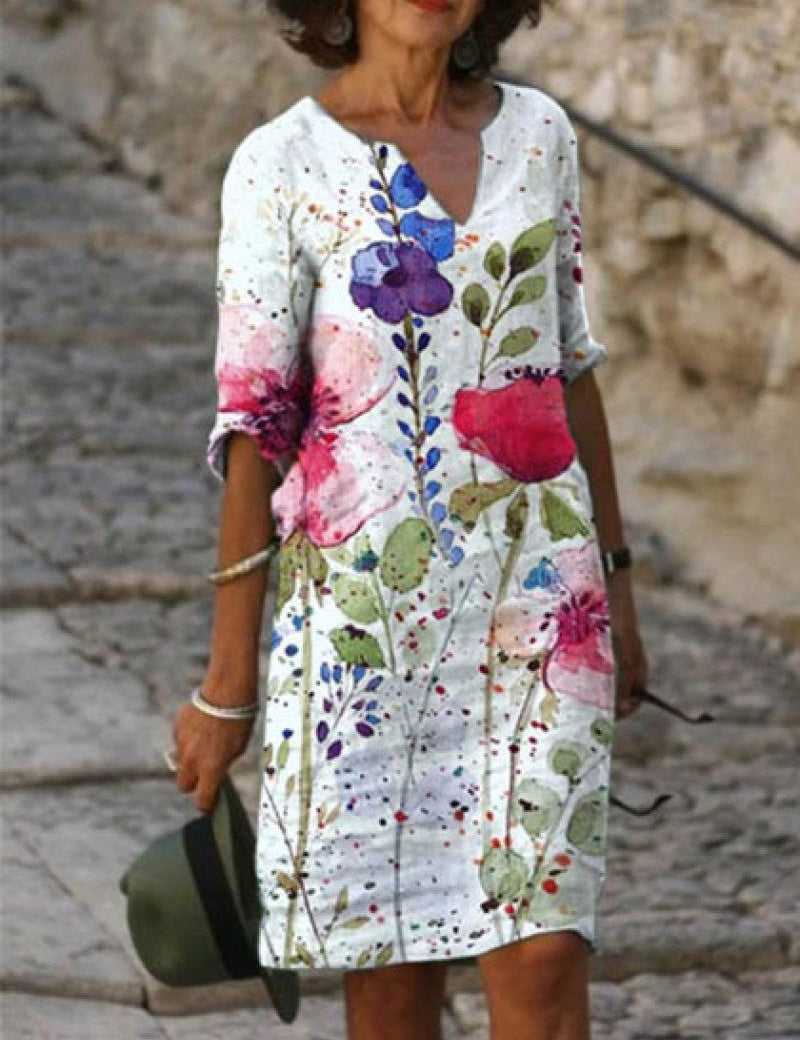 Flora™ - Charming floral linen dress for women 04 Dress