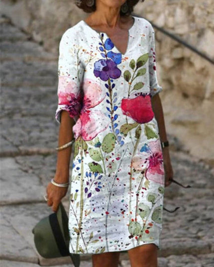 Flora™ - Charming floral linen dress for women 04 Dress