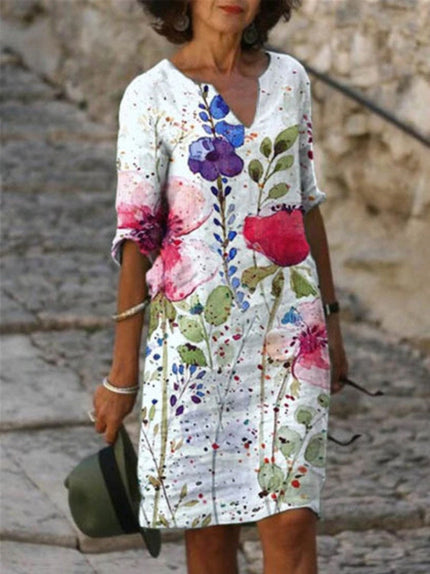 Flora™ - Charming floral linen dress for women 04 Dress