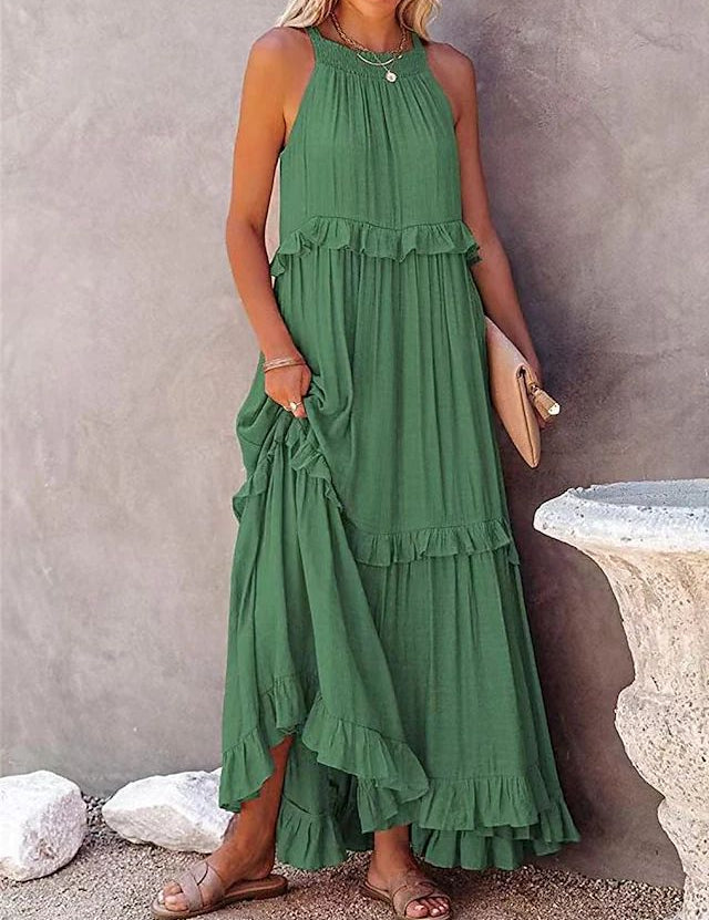 Classic Summer Maxi Dress Green Dresses
