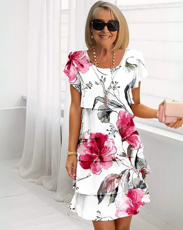 Lillian | Floral Comfort Dress White Dresses