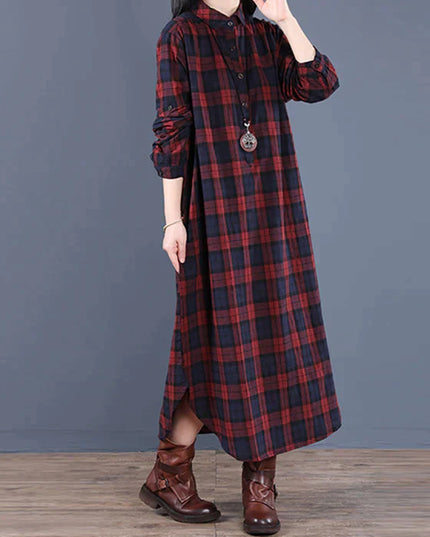 Riva Lefèvre | Plaid Long-Sleeve Shirt Dress Dresses
