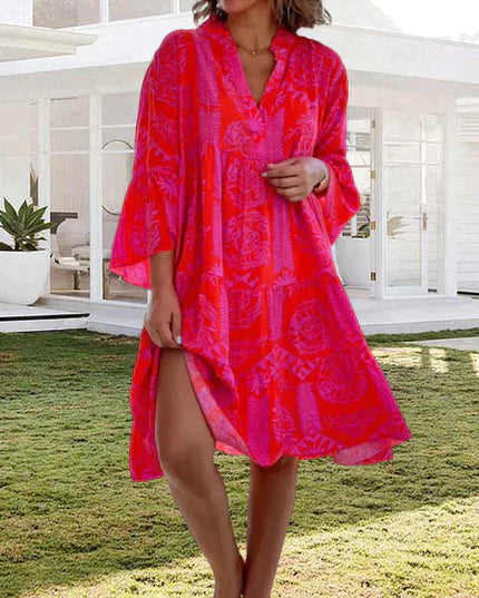 Amelia Boho Cotton Dress – Flowy Summer Midi with Ruffle Dresses