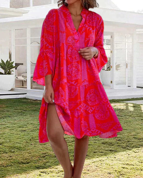 Amelia Boho Cotton Dress – Flowy Summer Midi with Ruffle Dresses