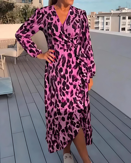 Alessandra | Elegant Dress with Printing Pink