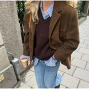 Women Vintage Suede Jackets Jacket