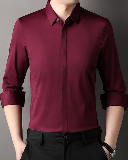 Edward | Premium Stretch-Fit Shirt Bordeaux Men Shirts