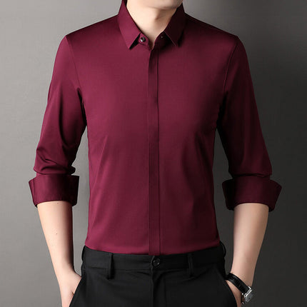 Edward | Premium Stretch-Fit Shirt Bordeaux Men Shirts