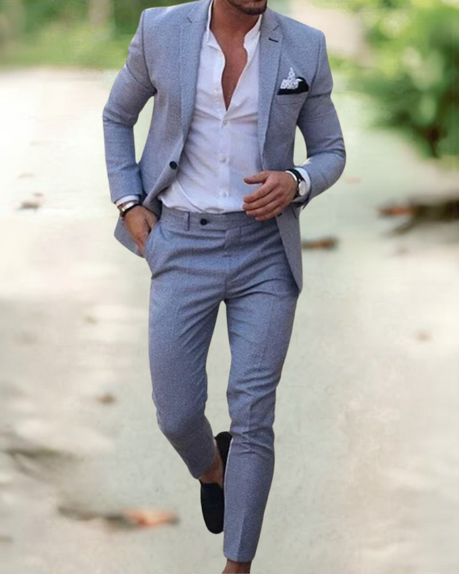 Harry | Elegant Linen Suit Gray Men Set