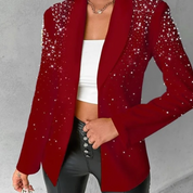 Women's Pearl-Embellished Tailored Blazer Red Blazer