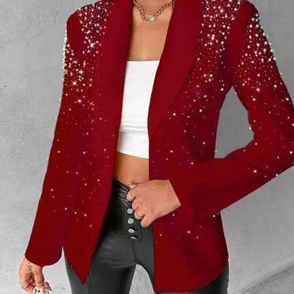 Women's Pearl-Embellished Tailored Blazer Red Blazer