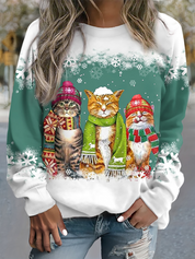Cat Print Winter Sweatshirt - OKOHOKO™ FASHION