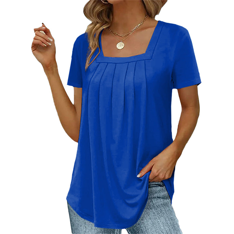Junia - Elegant Pleated Blouse Moroccan Blue Blouses & Shirts