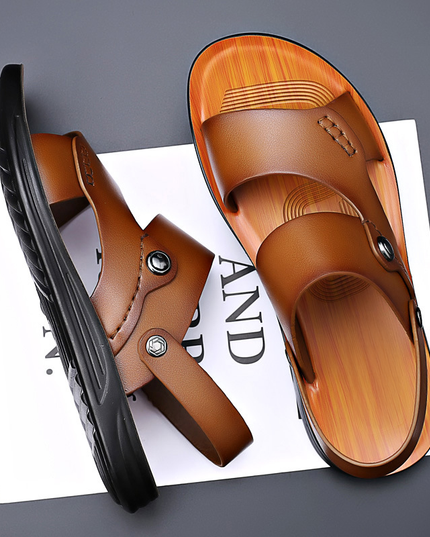 Marlow™ Leather Block-Heel Slide Sandals Sandals