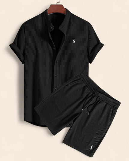 Linen Two-Piece Set Black Men Set