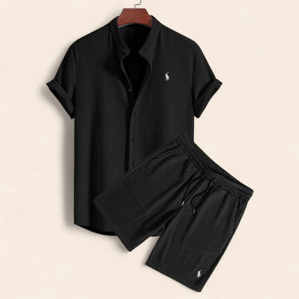 Linen Two-Piece Set Black Men Set