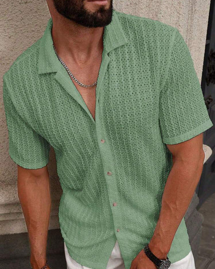 Men's Slim Fit Short Sleeve Casual Shirt Light Green Shirts