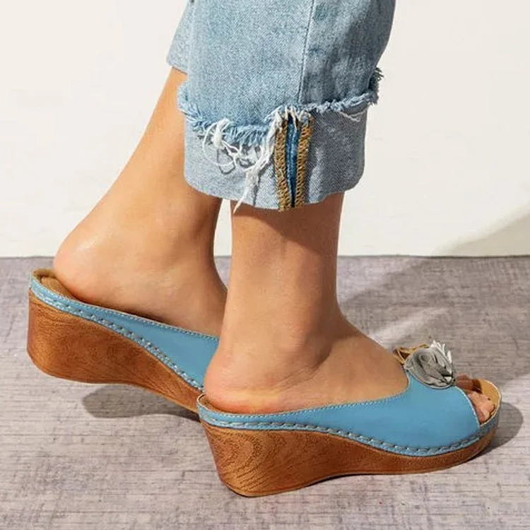 Lila - Orthopedic Flower Strap Leather Sandals Sandals