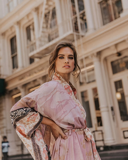 Elegant Long Floral Kimono Robe for Women Dresses