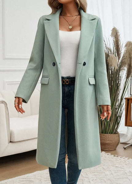 Clarise | Elegant V-Neck Coat Bean Green Coats