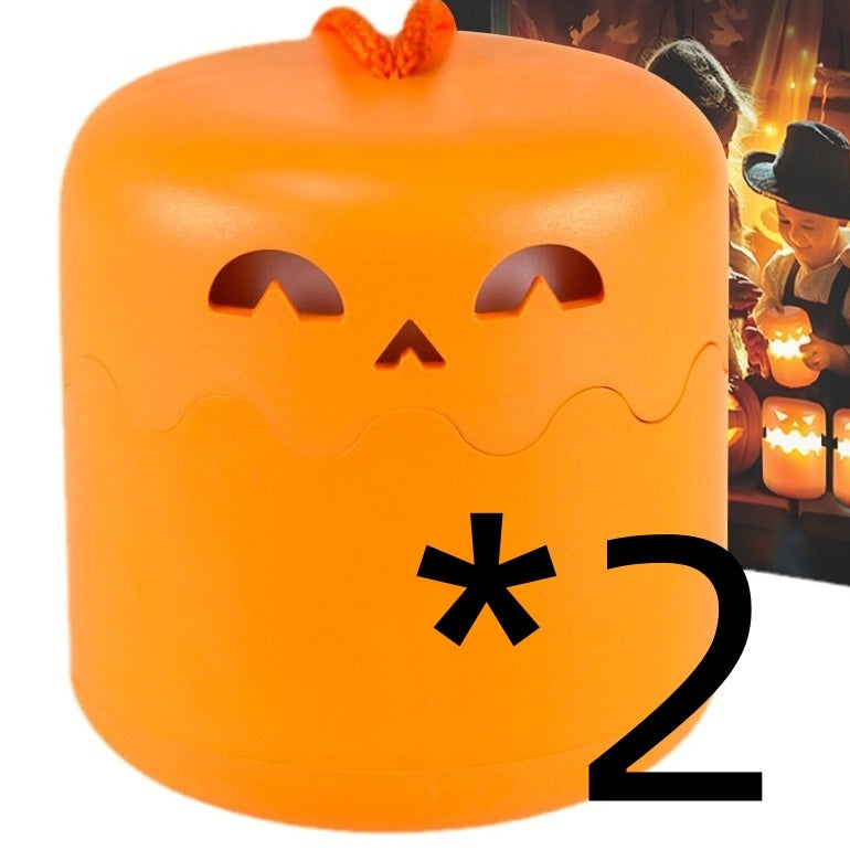 Pumpkin Night Lamp Portable LED Two Pack 16x8x8.5 Halloween Decorations