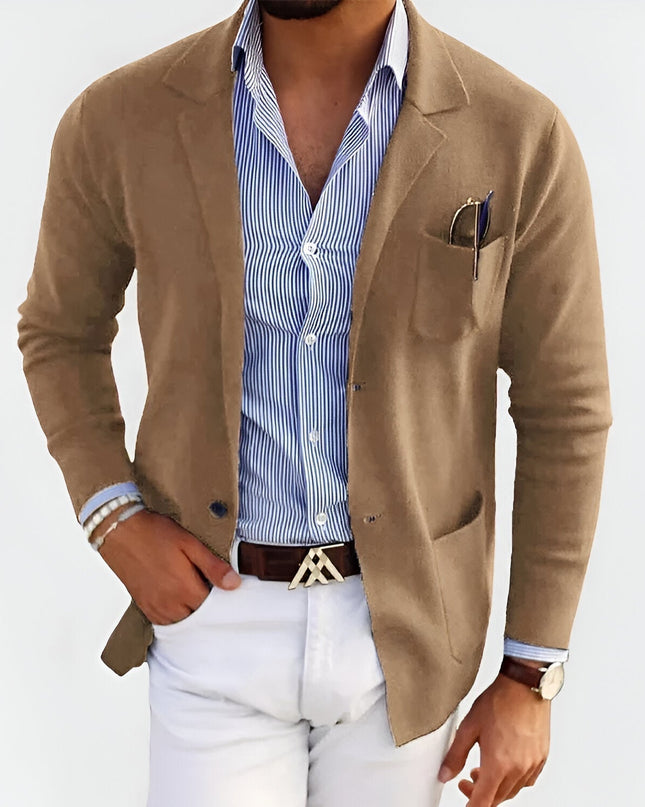 Breathable Summer Knit Blazer Beige Blazer