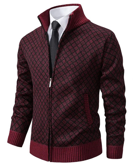Men's Geometric Zip Knit Vest Bordeaux Group2502